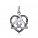 Trinity in Marcasite Heart Silver Pendant