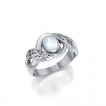 Silver Bold Filigree Ring with Gemstone