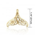 Whale Tail Filigree Pendant in 14k Gold