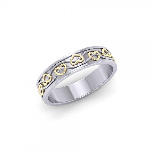 The ancient belief of everything eternal ~ Celtic Knotwork Sterling Silver Ring with 14k Gold Accent