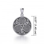 Celtic Three Single Spirals Triquetra Silver Pendant