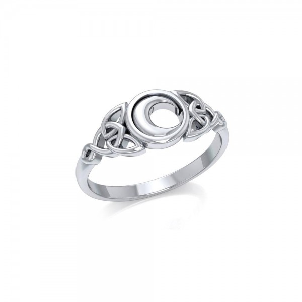 Celtic Crescent Moon Silver Ring