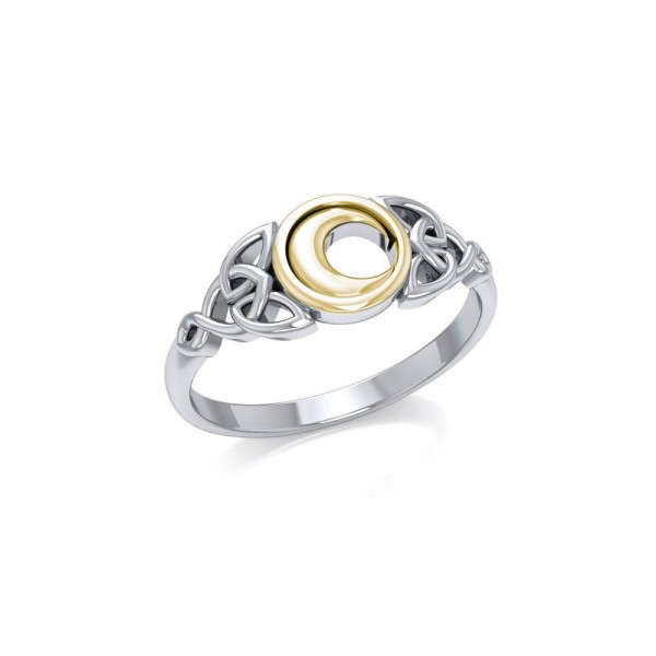 Celtic Moon Silver and Gold Ring