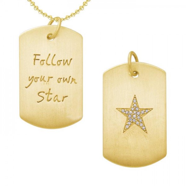 Follow Your Own Star Vermeil Dog tag By Amy Zerner