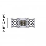 Celtic Knotwork Silver Band Ring with Gemstones
