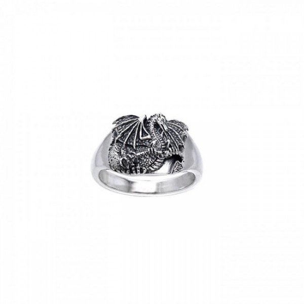 Fantasy Dragon Silver Ring