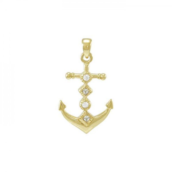 Anchor Gold Vermeil Pendant with Gemstone