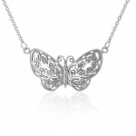 Un symbolisme qui change la vie ~ Bijoux en argent sterling Celtic Knotwork Butterfly Necklace