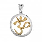 Om Gold Accent Silver Pendentif