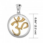 Om Gold Accent Silver Pendentif