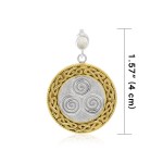 Celtic Triskelion Spiral Choice Spell Silver and Gold Pendant