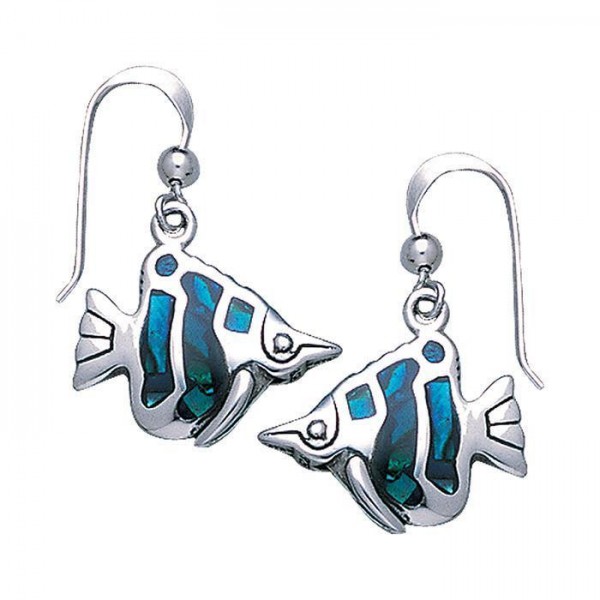 Angel Fish Silver Hook Inlay Earring