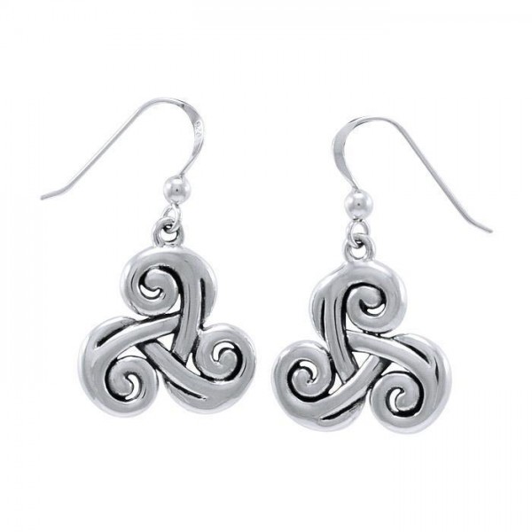 Une myriade de représentations éternelles ~ Cari Buziak Sterling Silver Celtic Triquetra Hook Boucles d’oreilles