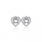 Small Celtic Heart Silver Post Earrings