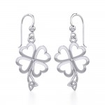 Four Leaf Clover with Trinity Knot Silver Earrings