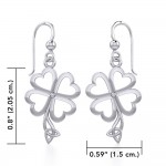 Four Leaf Clover with Trinity Knot Silver Earrings