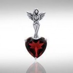 Elegance of the Earth Angel ~ Pendentif de bijoux en argent sterling avec pierres précieuses en forme de cœur