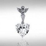 Elegance of the Earth Angel ~ Sterling Silver Jewelry Pendant with Heart-shaped Gemstones