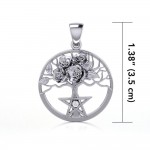 Tree of Life with Roses Silver Pendant with Gemstone