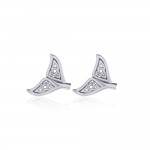 Celtic Whale Tail Silver Post Earrings