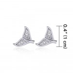 Celtic Whale Tail Silver Post Earrings