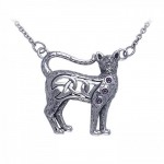 The message of the mysterious paw ~ Sterling Silver Cat Necklace with Gemstones