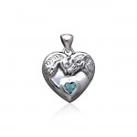 Double Horse with Heart Gemstone Pendant