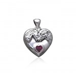 Double Horse with Heart Gemstone Pendant