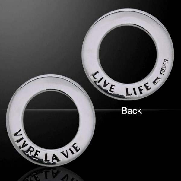 Live Life Vivre La Vie Silver Ring Pendentif