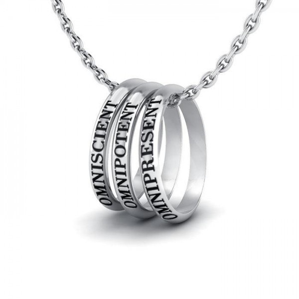 Empowering Words Omniscient Omnipotent Omnipresent Silver Ring Set