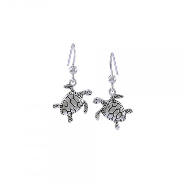 Silver Turtle Dangle Earrings