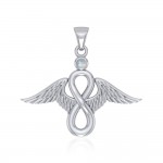 Ailes d’ange et symbole de l’infini avec pendentif en argent gemstone