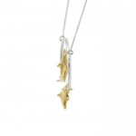 Quadruple Hammerhead Shark Sterling Silver and Gold Necklace