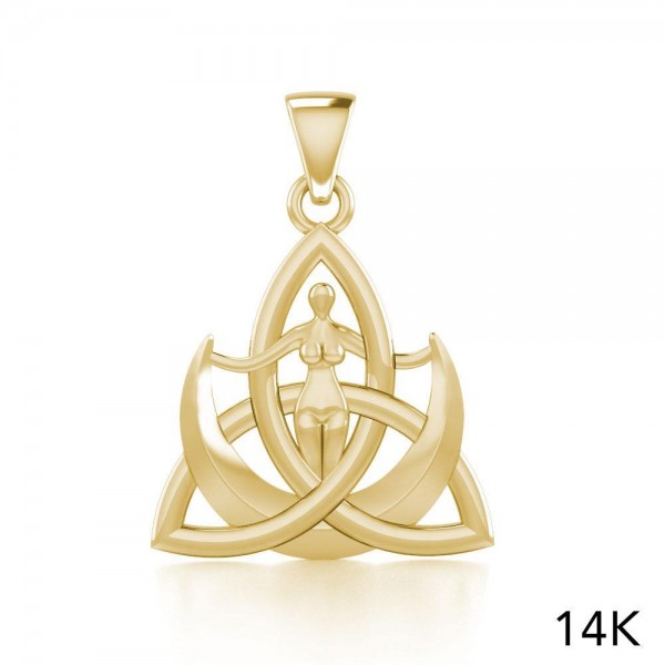 The majestic power of three Solid Gold Trinity Goddess Pendant