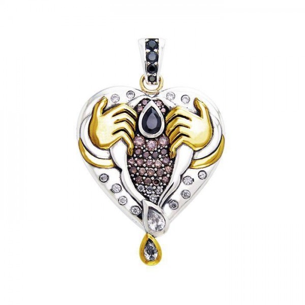 A queen in her own right ~ Dali-inspired fine Sterling Silver Pendant in 18k Gold accent