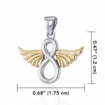 Infinity Angel Wing Silver and Gold Pendant