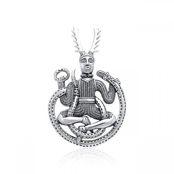 God Cernunnos in his mighty throne ~ Sterling Silver Jewelry Pendant
