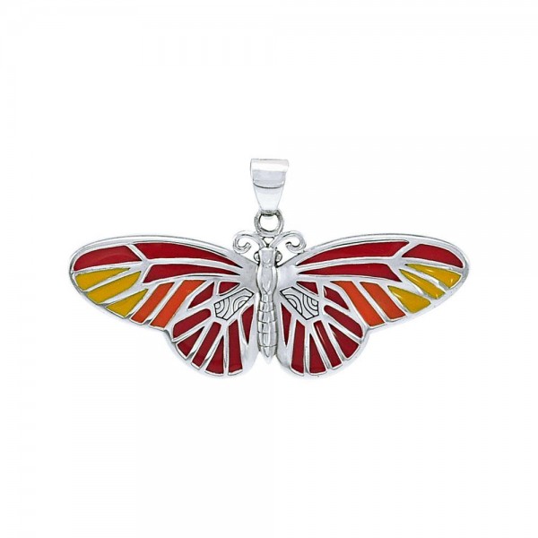 Butterfly Sterling Silver Pendant with Enamel