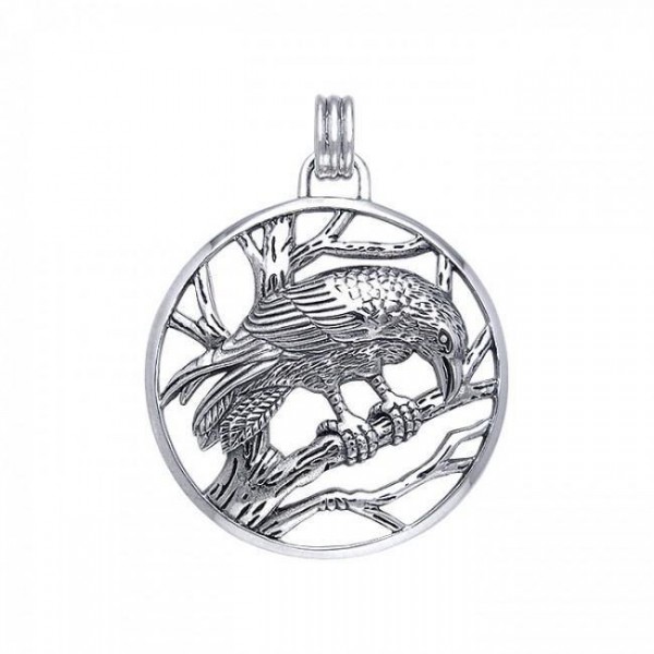 Sterling Silver Mythical Raven Pendant by Ted Andrews