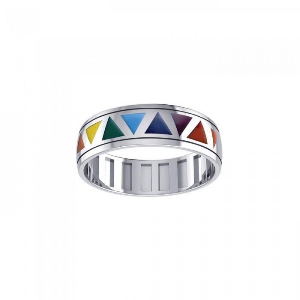 Rainbow Triangles Spinner Ring