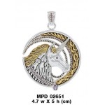 Dali-inspired fine Sterling Silver Jewelry Unicorn Pendant in 18k Gold accent