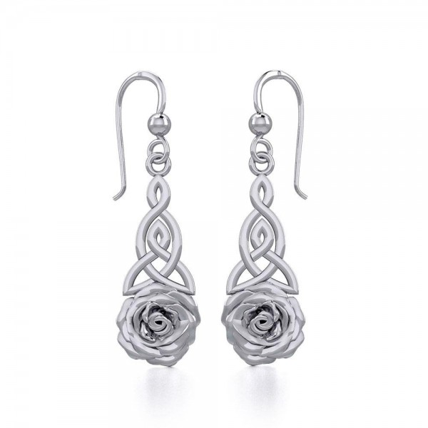 Celtic Trinity Rose Silver Earrings
