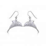 Celtic Joyful Dolphins Silver Earrings