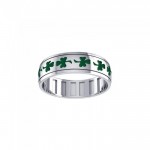 Faith, hope and love ~ Sterling Silver Jewelry Shamrock Spinner Ring with Green Enamel