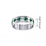 Faith, hope and love ~ Sterling Silver Jewelry Shamrock Spinner Ring with Green Enamel