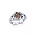 Celtic Trinity Knot Ring with Gemstones