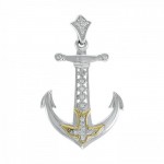 Anchor of Peace ~ cubic zirconia with 14k gold Vermeil sterling silver jewelry pendant