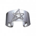 Sterling Silver Wide Cuff Pentacle Jewelry
