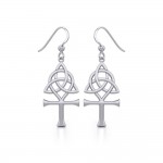 Triquetra Ankh Silver Earrings