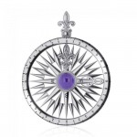 Follow the Compass of your life ~ Sterling Silver Pendant with Gemstone